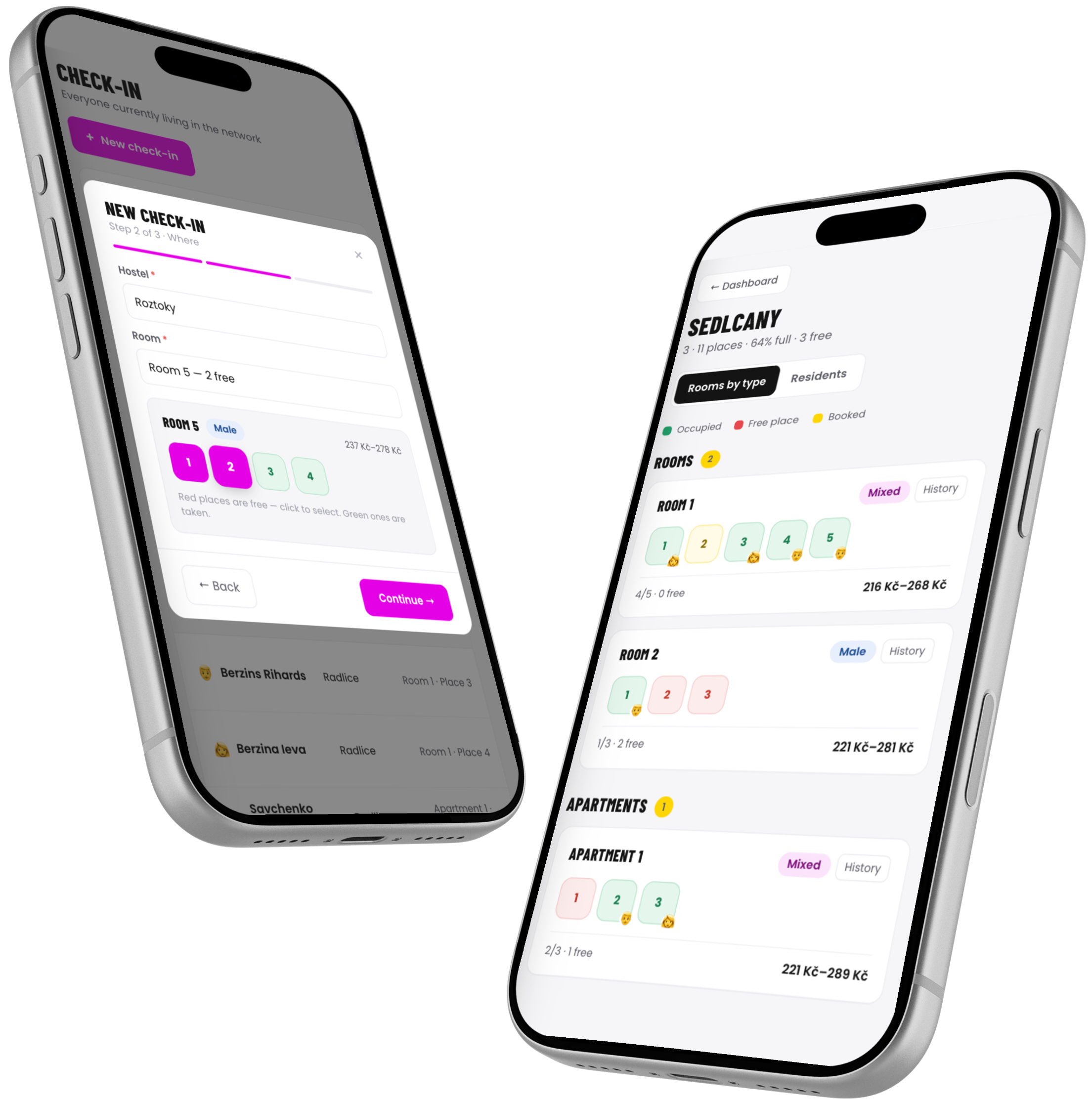 Kojeflow mobile app — check-in on phone